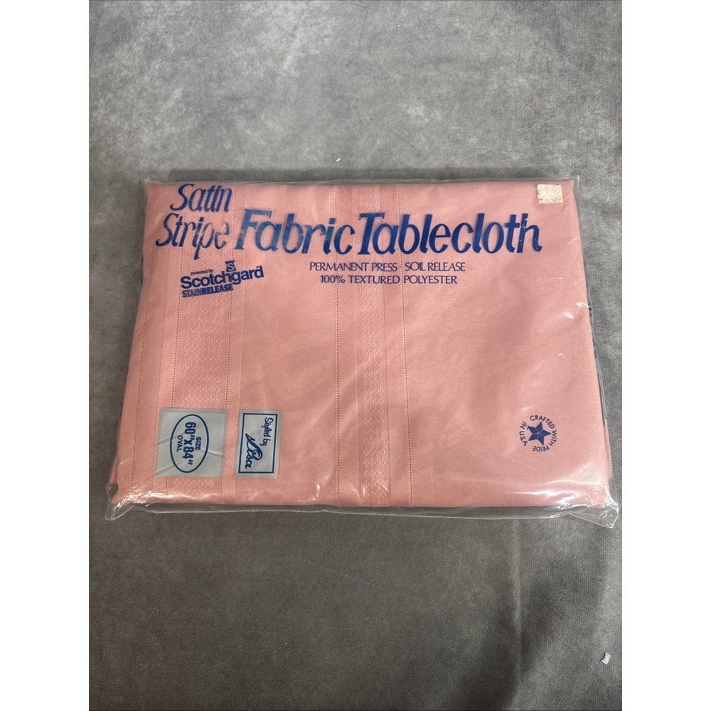 satin striped fabric tablecloth Scotchgard stain‎ Resistant pink 60x84 Oval